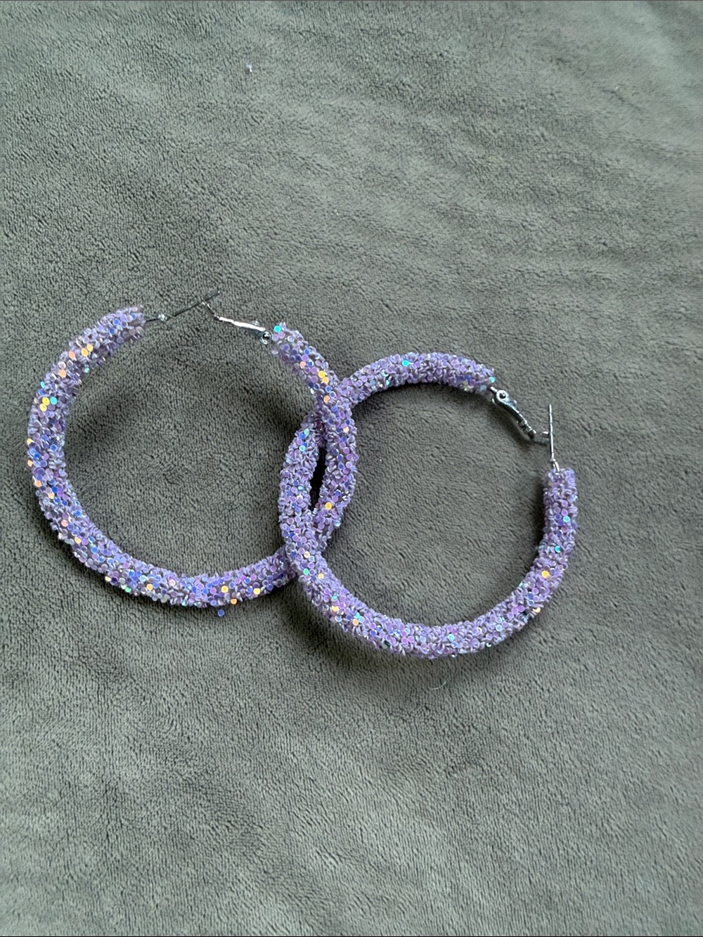 Macy's Lavender Sequin Hoop Earrings